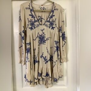 Free People Estella Embroidered Mini Dress Size XS